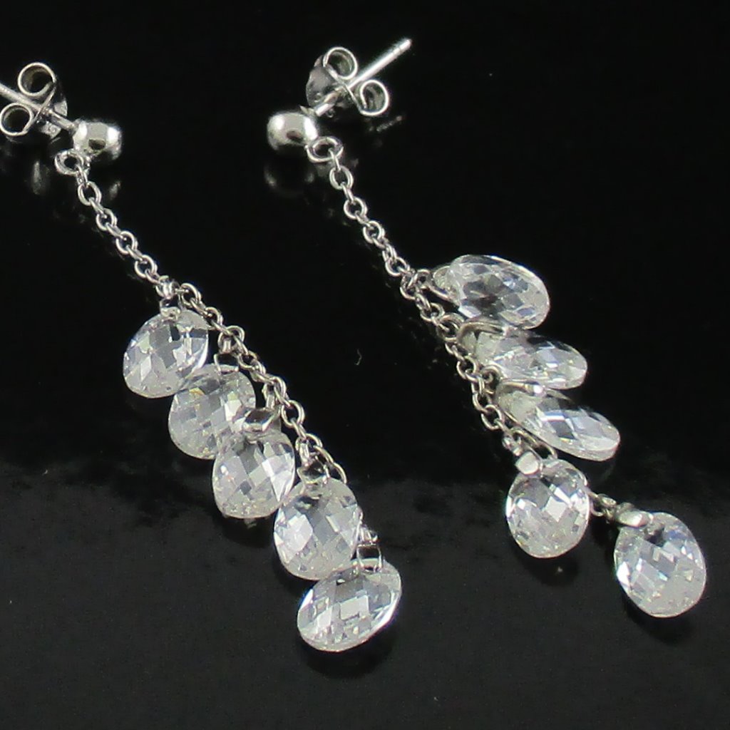 Sterling Silver Clear Briolette Earrings 22$